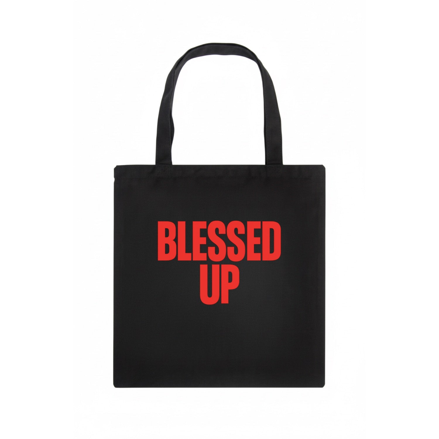 Bold typography design - "BLESSED UP" - recognizing fortune - Tote Bag - dark
