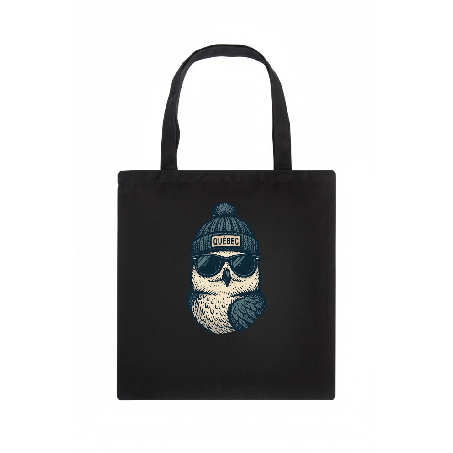 Quebec City Snowy Owl wearing Quebec bea - Tote Bag - dark