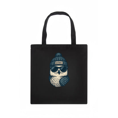 Quebec City Snowy Owl wearing Quebec bea - Tote Bag - dark