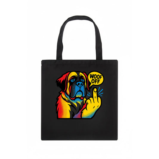 Saint Bernard with gentle giant face and droopy jowls, huge paw raised - Tote Bag - dark