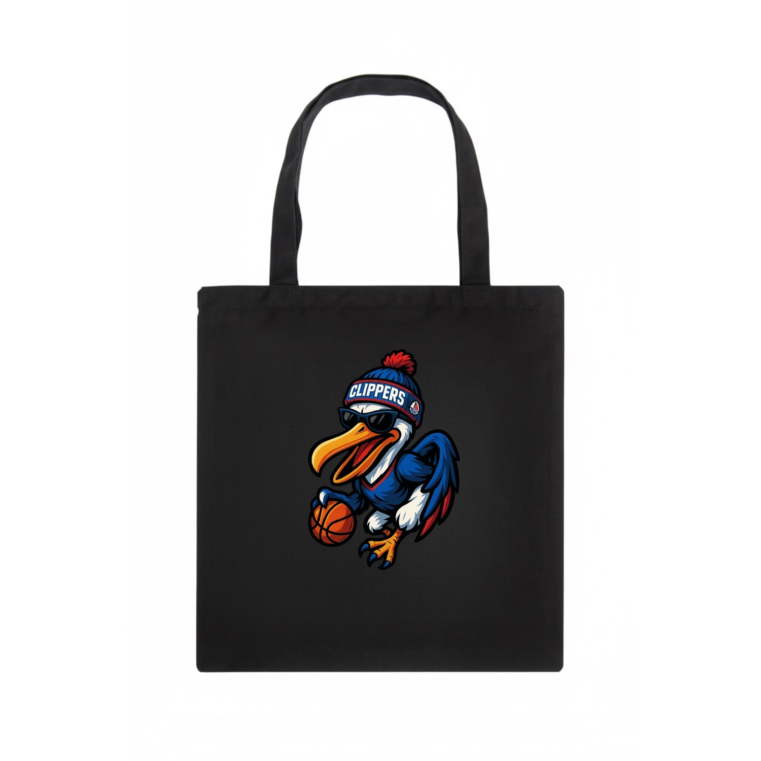 Los Angeles Pelican wearing Clippers beanie with sailboat patch and wayfarer sunglasses - Tote Bag - dark