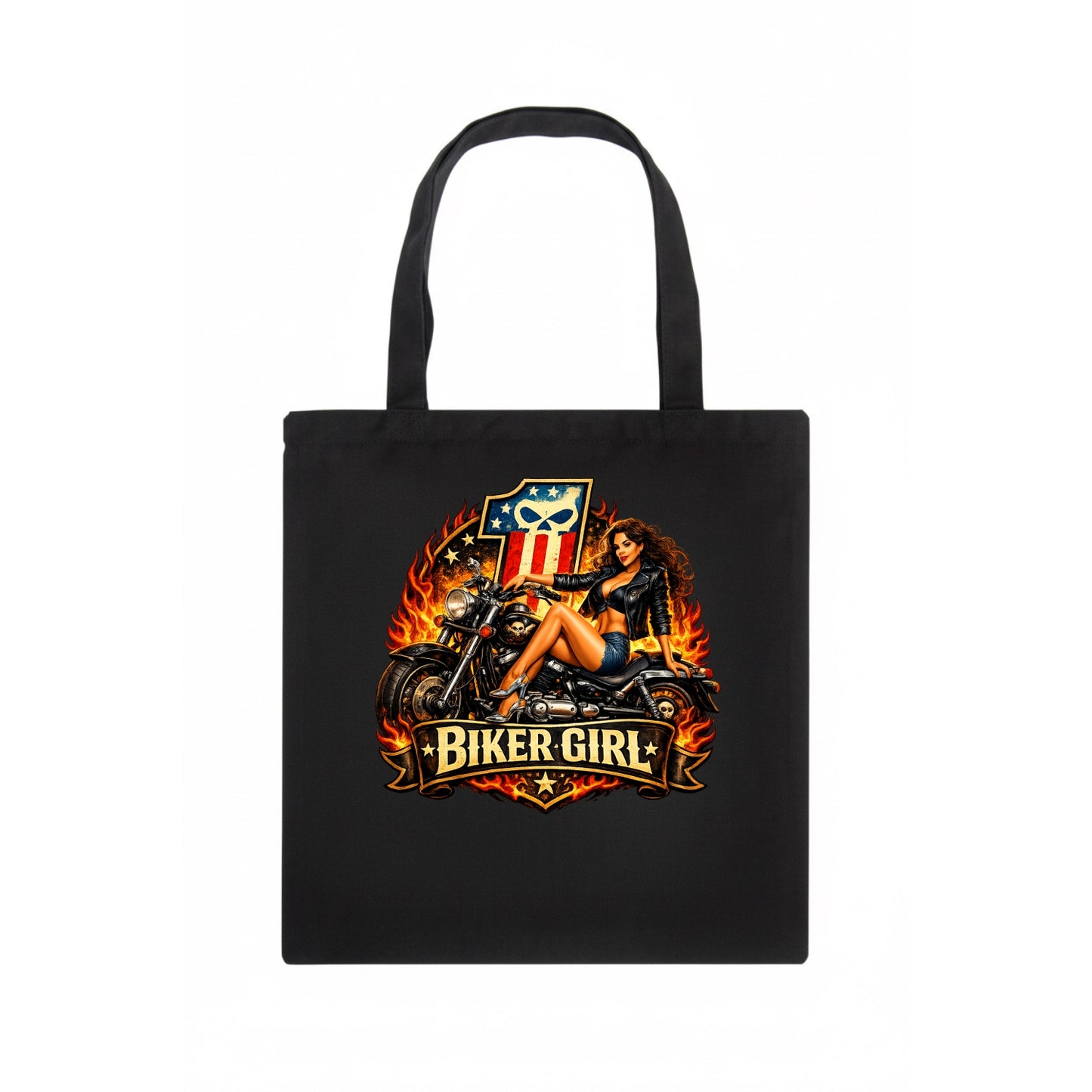 Vintage Biker Pin Up - Tote Bag - dark