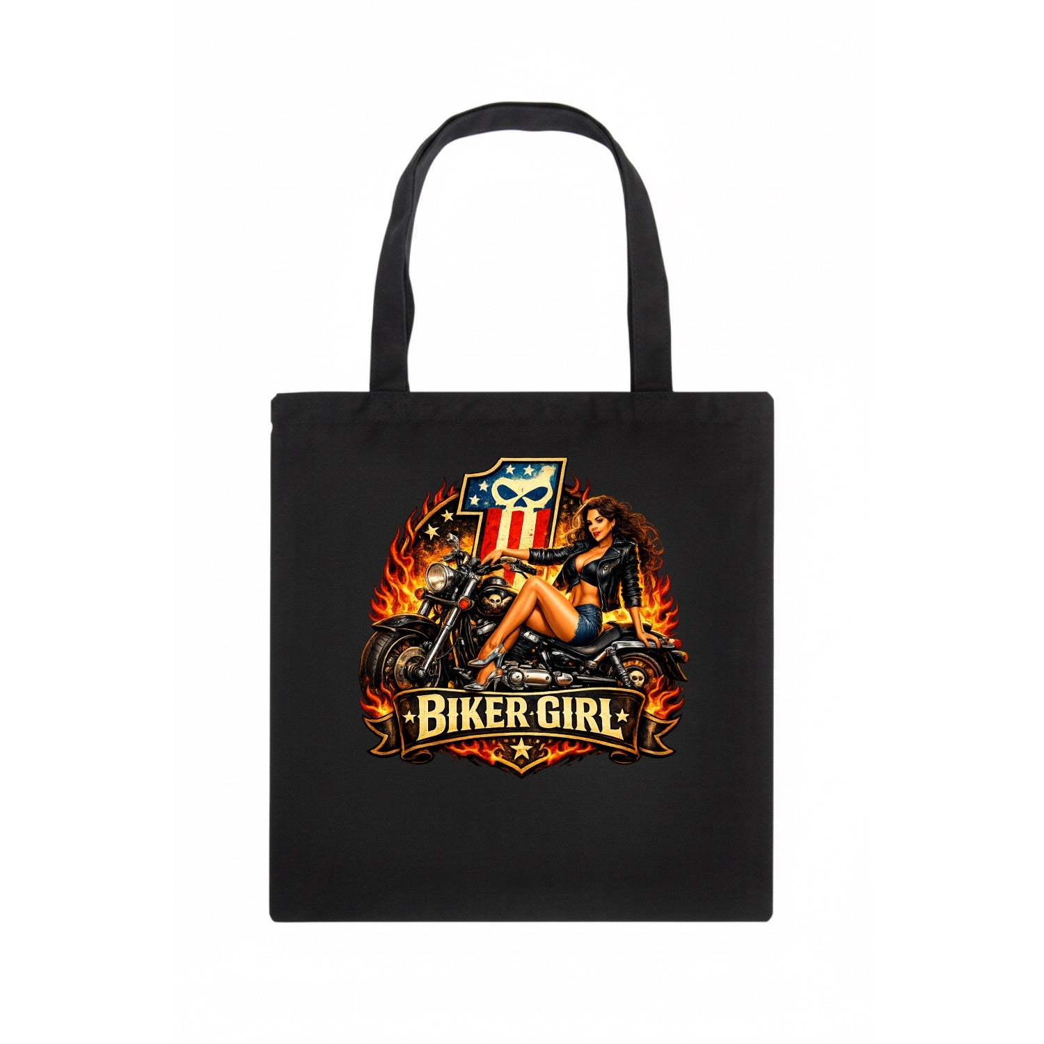 Vintage Biker Pin Up - Tote Bag - dark