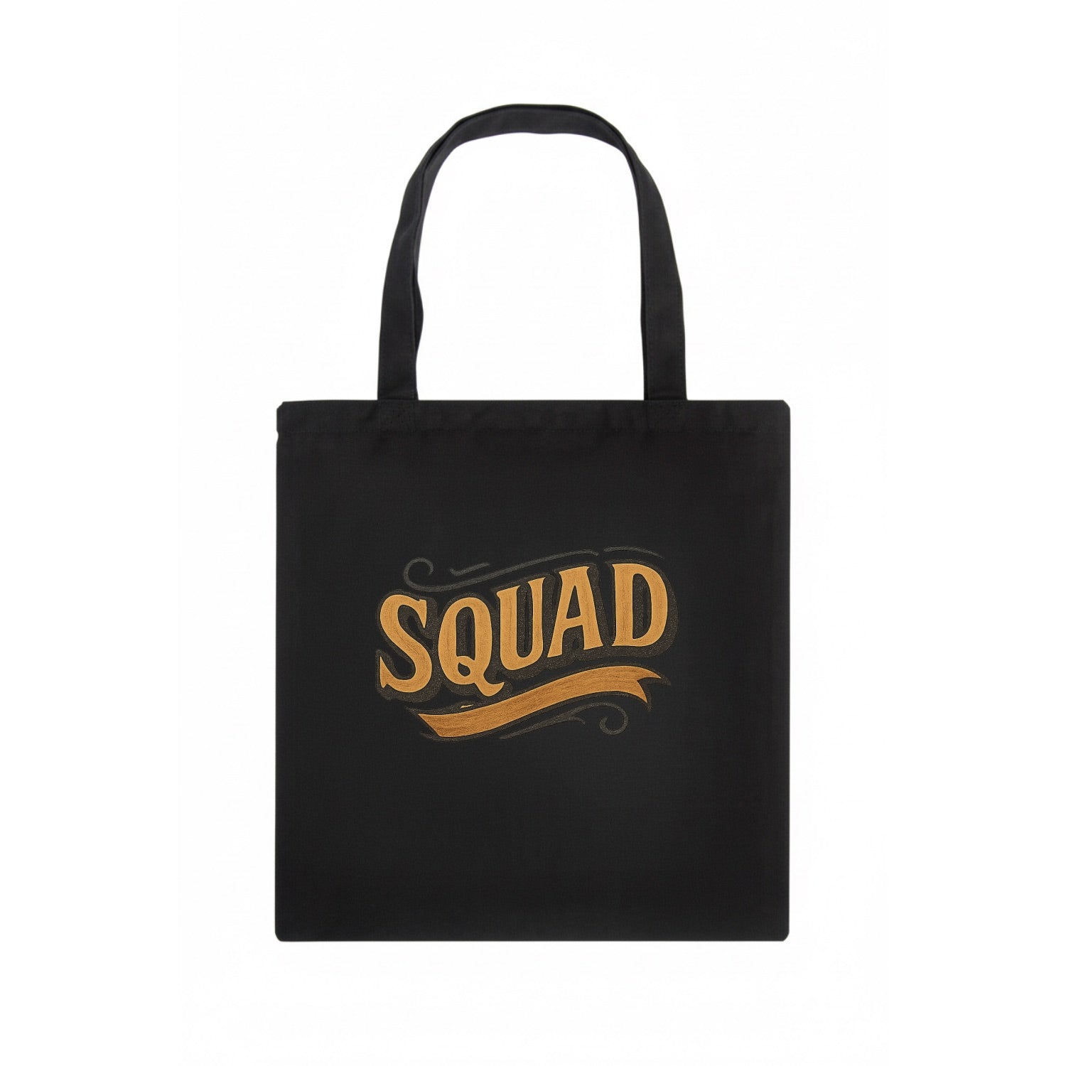 Bold typography design - "SQUAD" - your crew, your people - Tote Bag - dark
