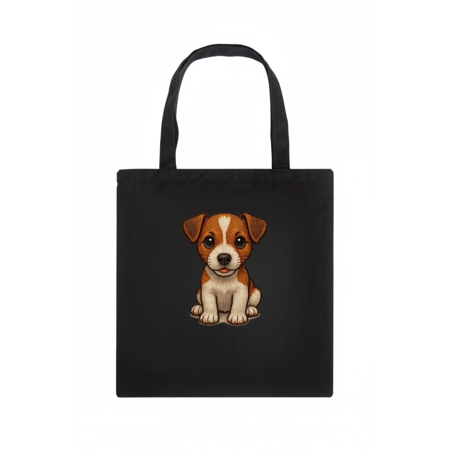 Baby Jack Russell Terrier Puppy - white with markings, alert ears, energetic eyes, - Tote Bag - dark