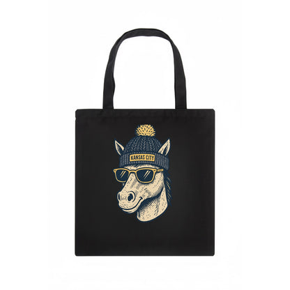 Missouri Mule wearing Kansas City beanie with pom pom and wayfarer sunglasses - Tote Bag - dark