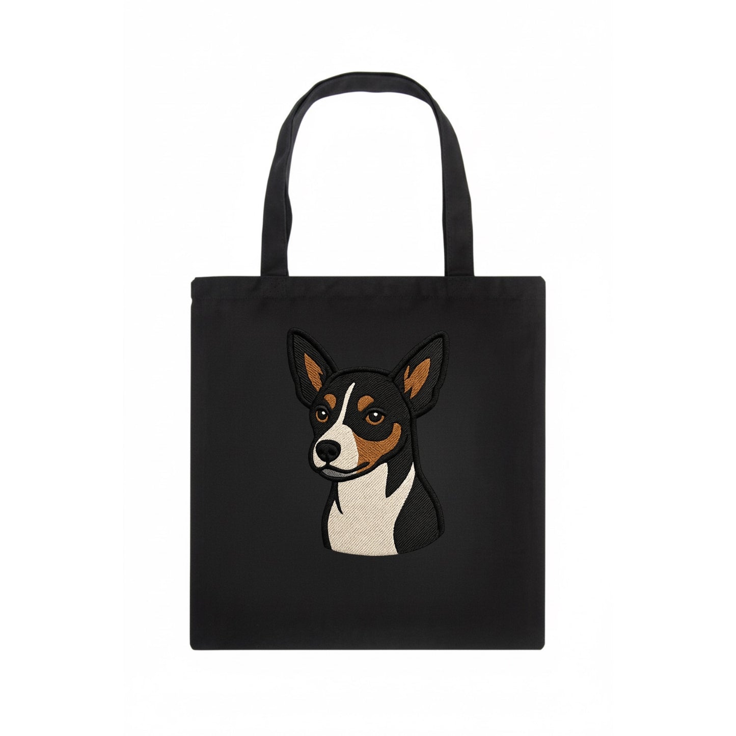 Rat Terrier - Tri-color embroidered pose - Tote Bag - dark