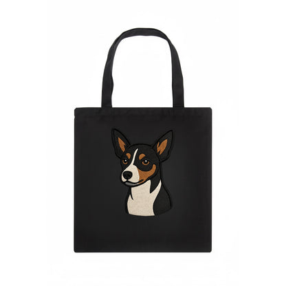 Rat Terrier - Tri-color embroidered pose - Tote Bag - dark