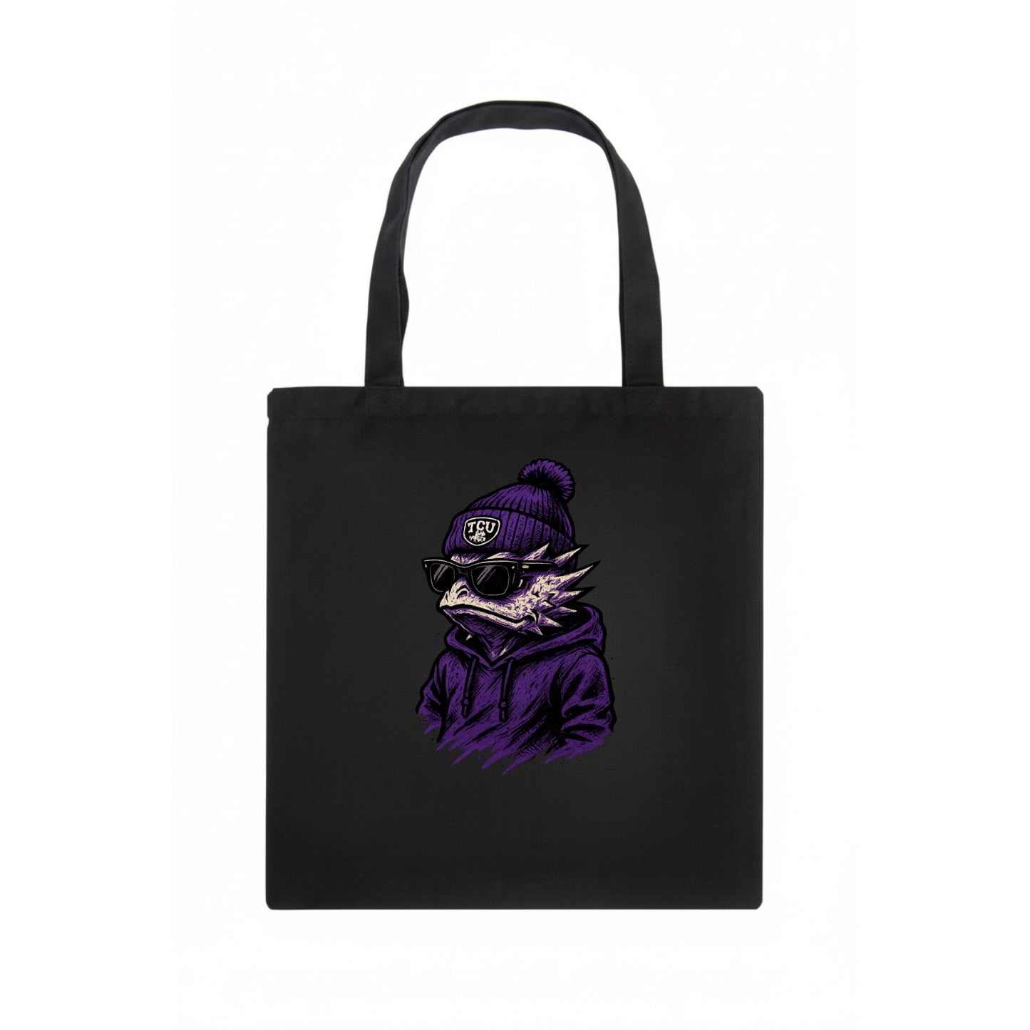 Fort Worth Horned Frog wearing TCU beanie with frog patch - Tote Bag - dark