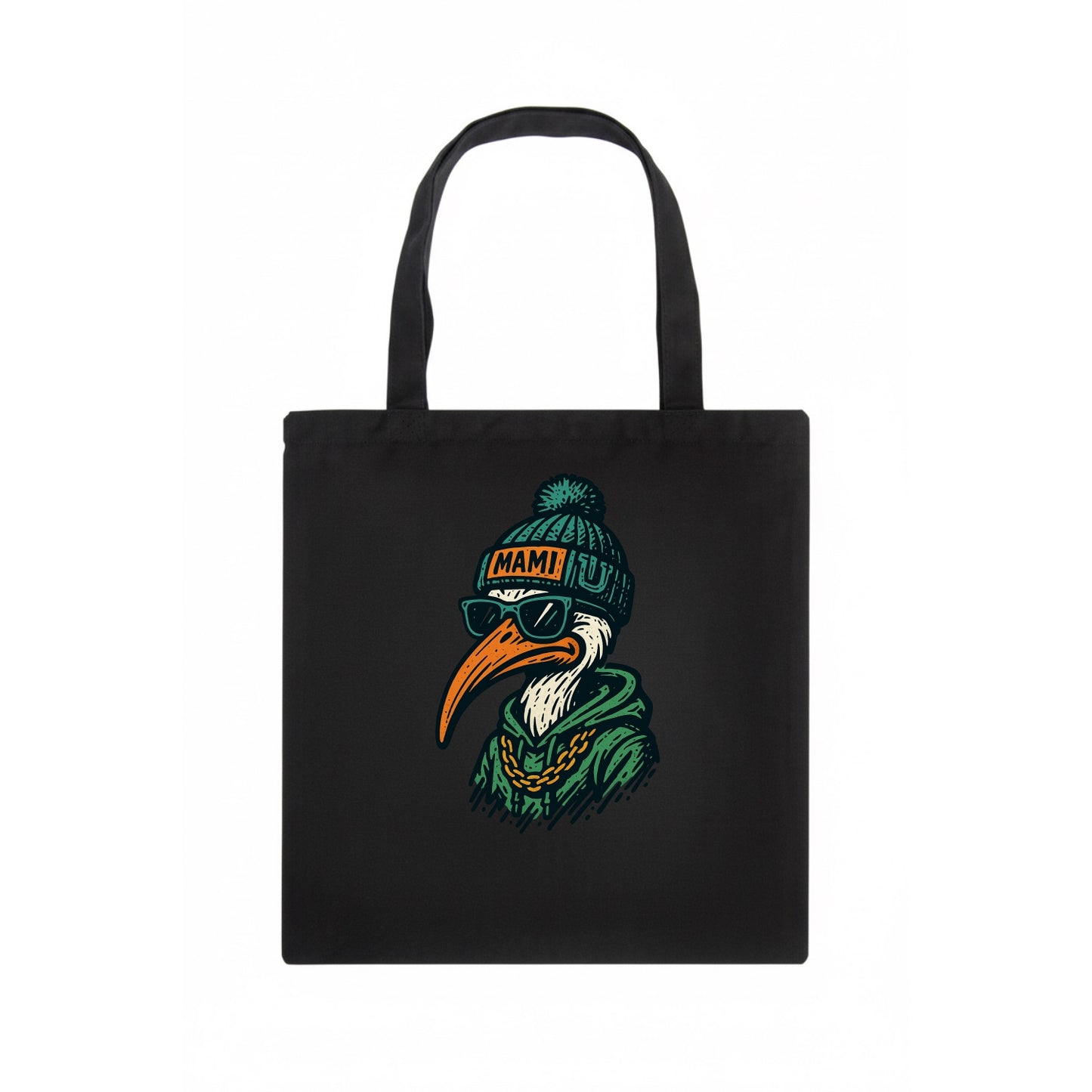 Coral Gables Ibis wearing Miami beanie with U patch - Tote Bag - dark