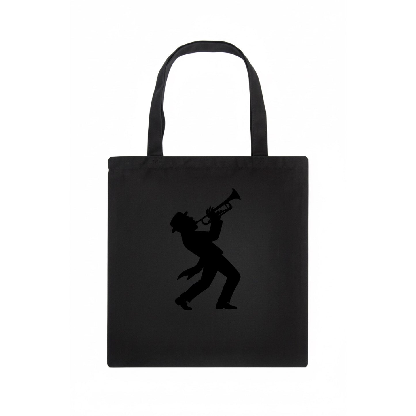 Trumpet player hitting high note - Tote Bag - dark
