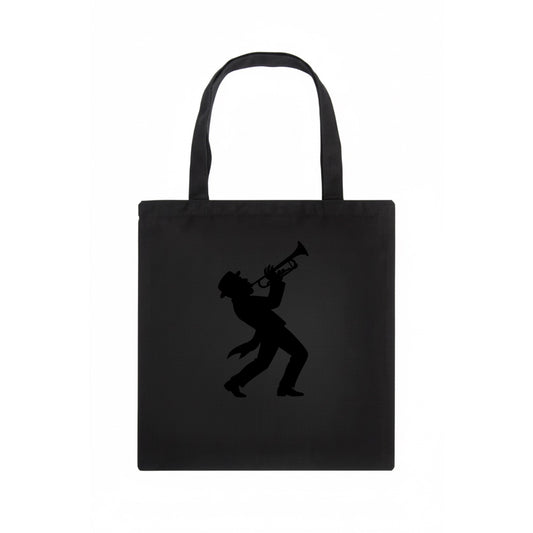 Trumpet player hitting high note - Tote Bag - dark