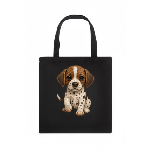 Baby Pointer Puppy - spotted coat, noble stance, alert eyes, front-facing, pointing baby - Tote Bag
