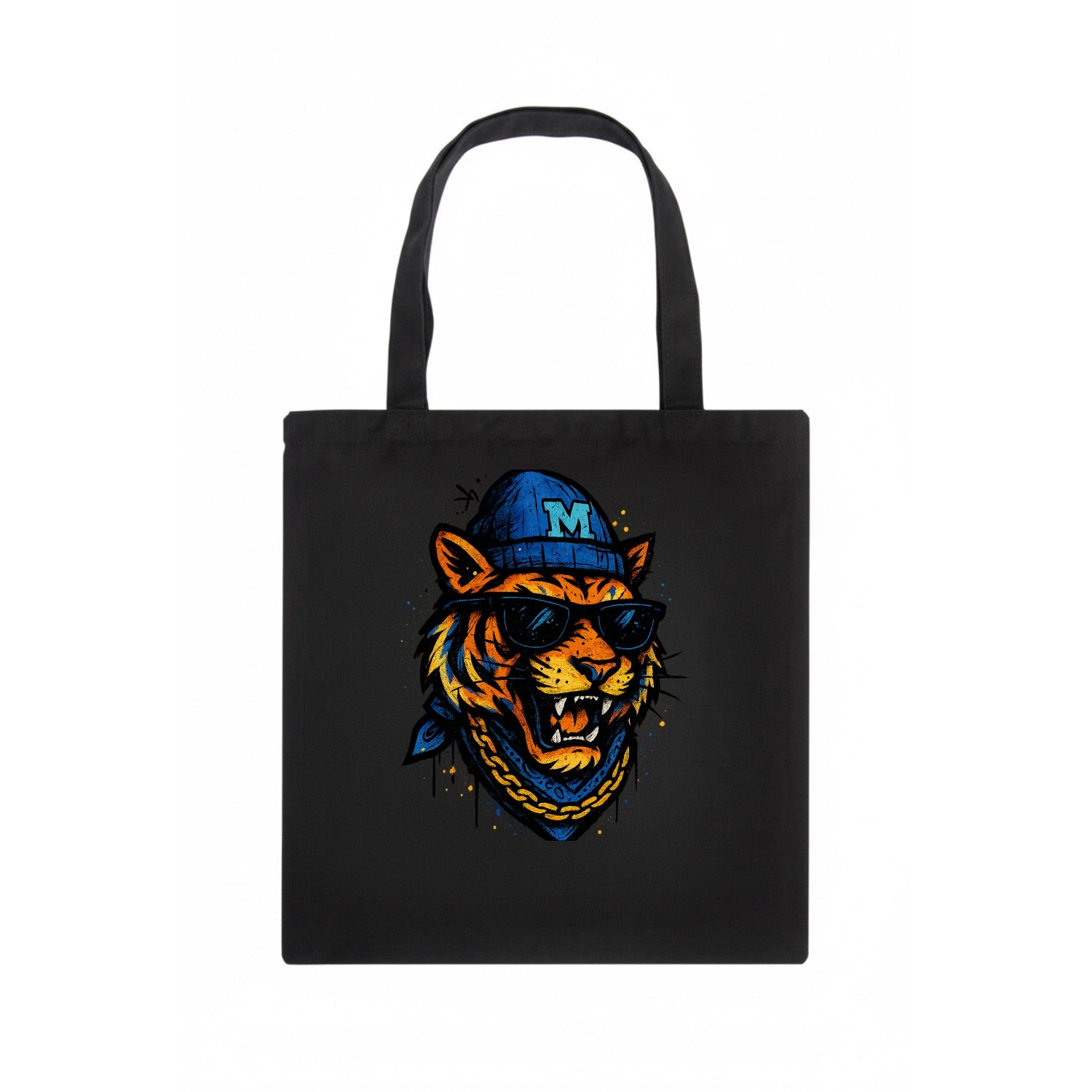 Memphis Tiger wearing Memphis beanie with M patch - Tote Bag - dark
