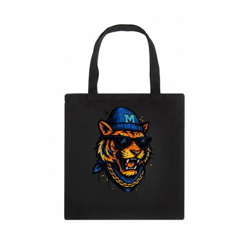 Memphis Tiger wearing Memphis beanie with M patch - Tote Bag