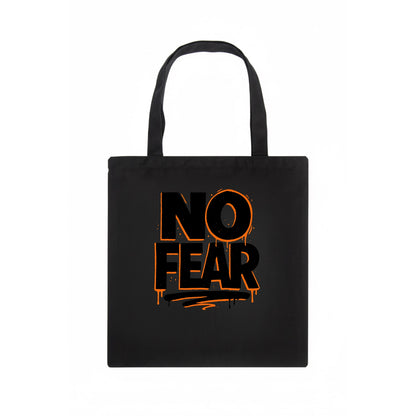Bold typography design - "NO FEAR" - courage, bravery - Tote Bag - dark