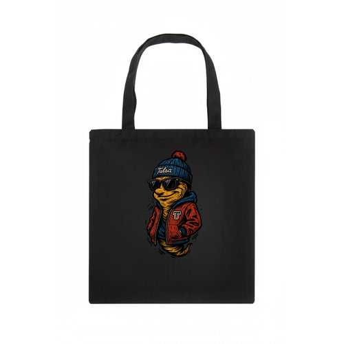 Tulsa Hurricane wearing Tulsa beanie with TU patch - Tote Bag