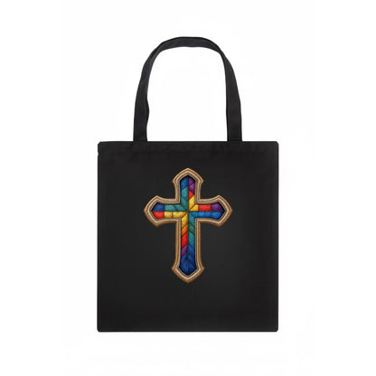 Stained Glass Cross  - Tote Bag - dark