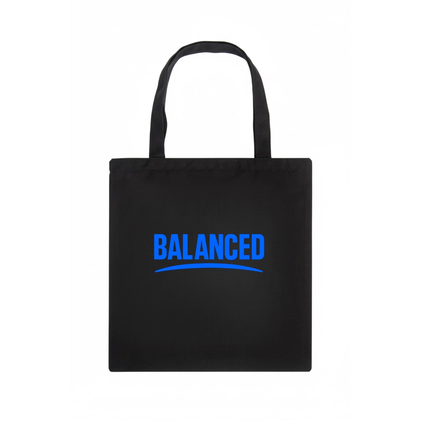 Bold typography design - "BALANCED" - harmony, equilibrium, centered life - Tote Bag - dark