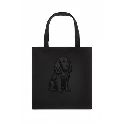 Field Spaniel - Black silky coat embroidered pose - Tote Bag - dark