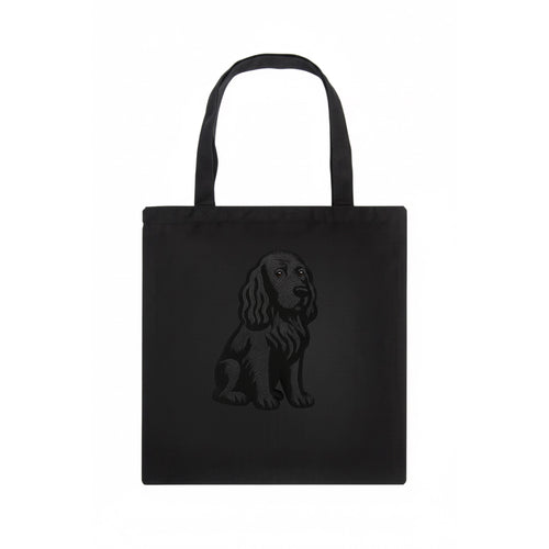 Field Spaniel - Black silky coat embroidered pose - Tote Bag