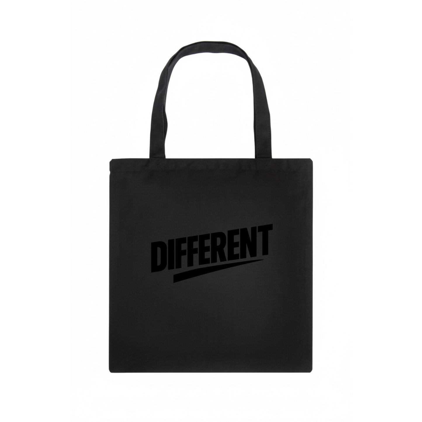 Bold typography design - "DIFFERENT" - standing out, not following crowd - Tote Bag - dark