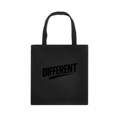 Bold typography design - "DIFFERENT" - standing out, not following crowd - Tote Bag - dark