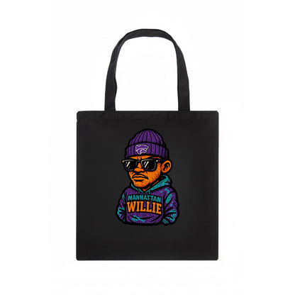 Manhattan Willie wearing Kansas State beanie with powercat patch - Tote Bag - dark
