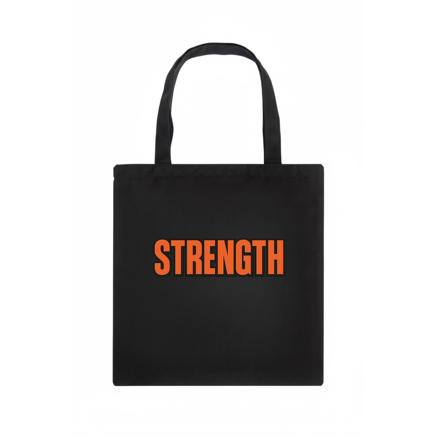 Bold typography design - "STRENGTH" - inner power, resilience, fortitude - Tote Bag - dark