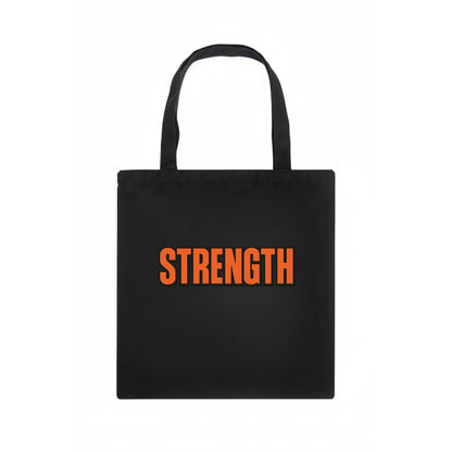 Bold typography design - "STRENGTH" - inner power, resilience, fortitude - Tote Bag - dark