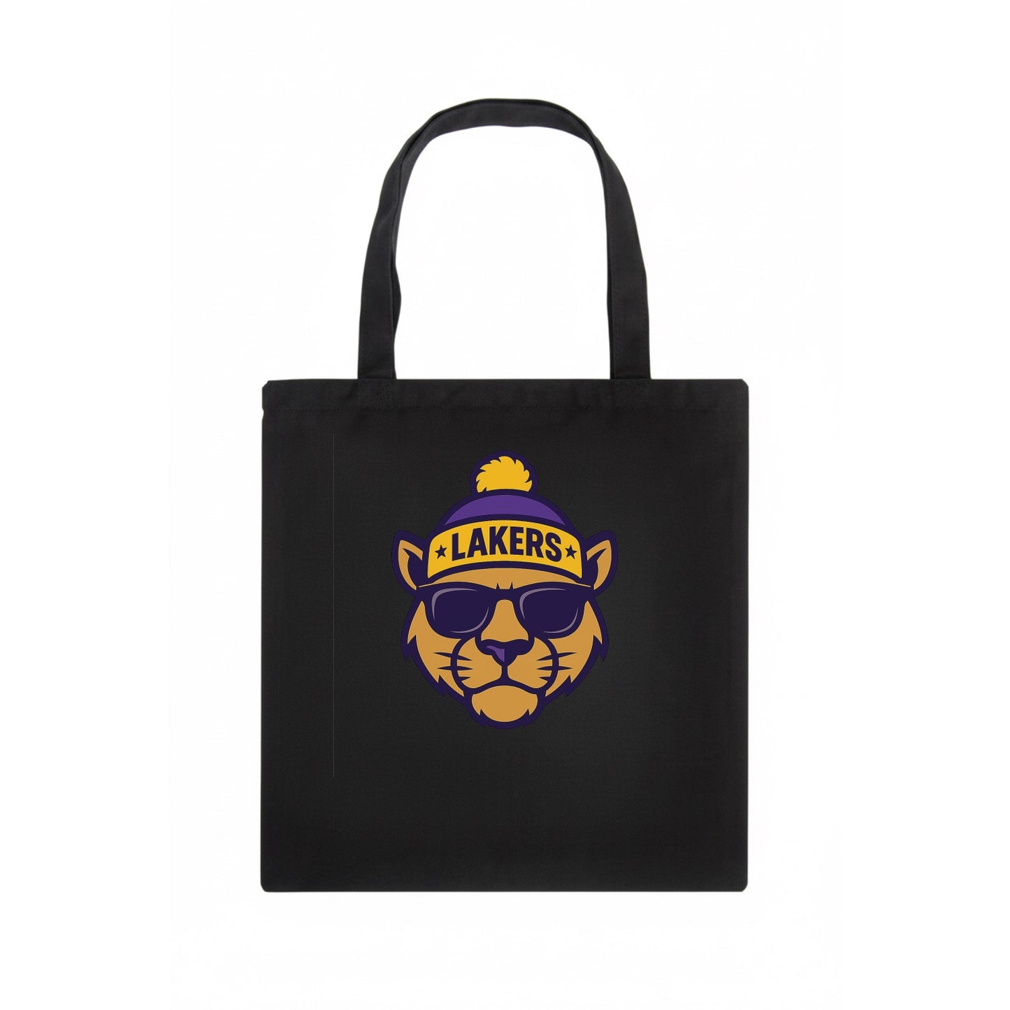 LA Mountain Lion wearing Lakers purple and gold beanie with championship stars and - Tote Bag - dark