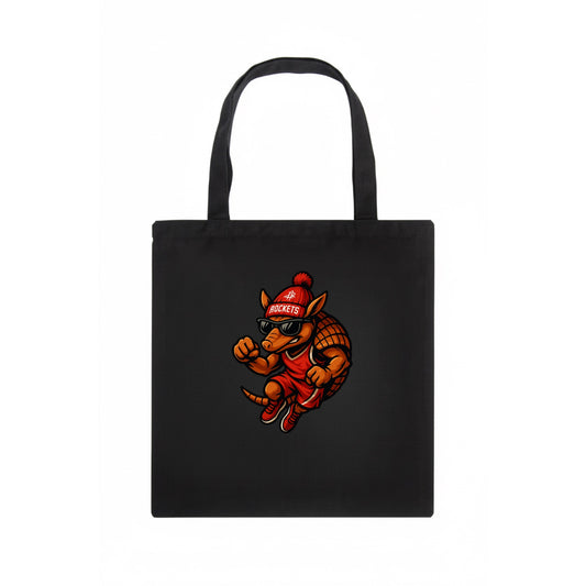 Houston Armadillo wearing Rockets red and silver beanie with rocket ship and wayfarer - Tote Bag - dark
