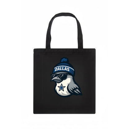 Dallas Mockingbird wearing Cowboys beanie with sheriff star and wayfarer sunglasses - Tote Bag - dark