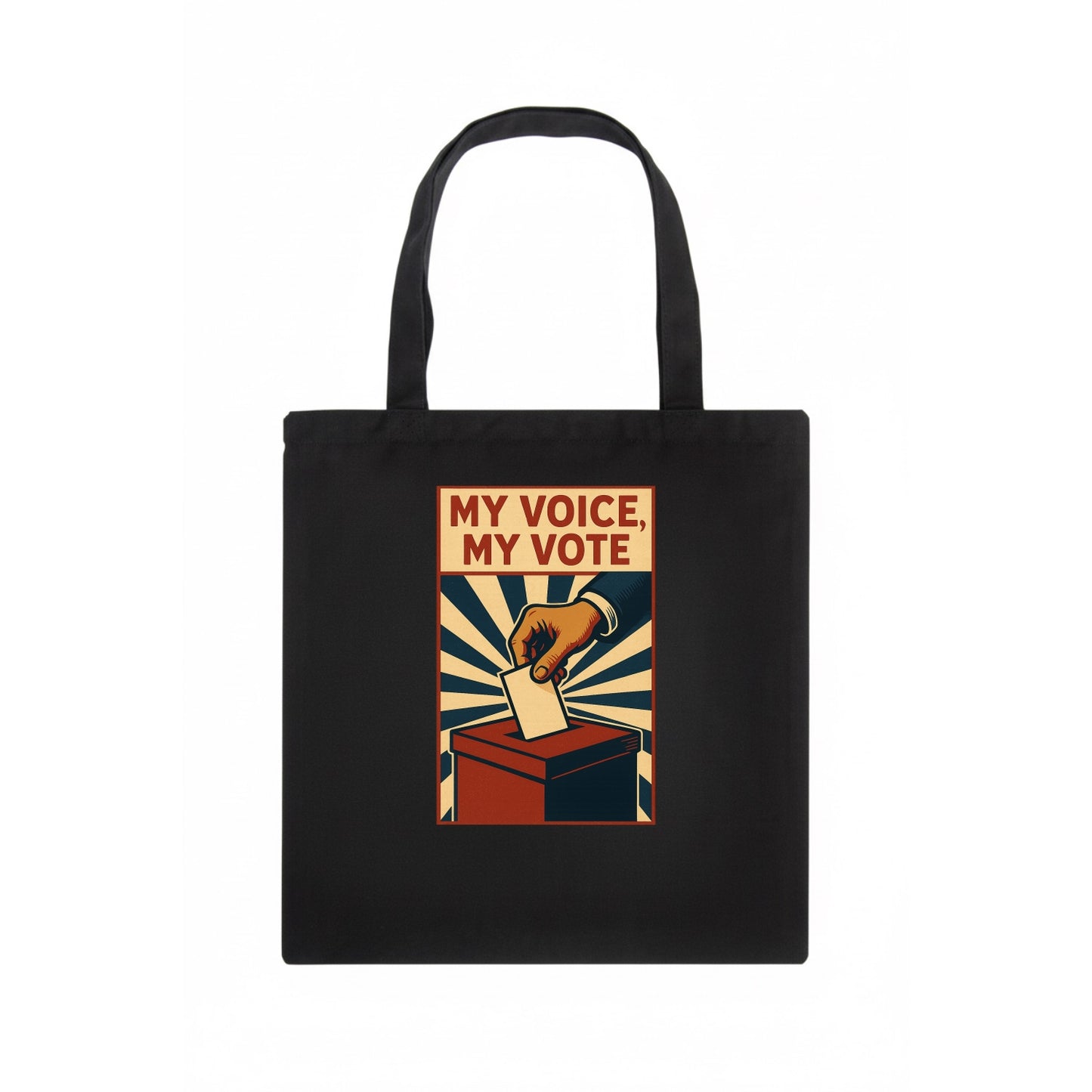 Hand dropping ballot into box with determination - "My Voice, My Vote" - individual power - Tote Bag - dark
