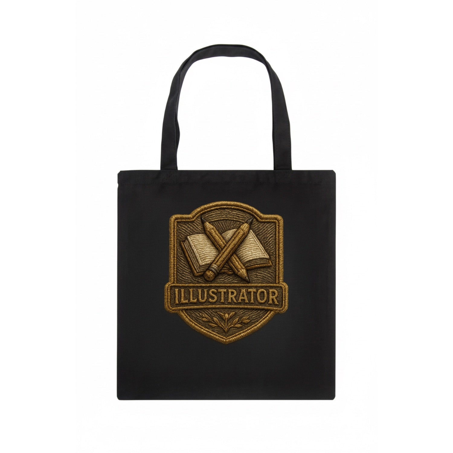 Pencils and sketchbook - illustrator badge - Tote Bag - dark