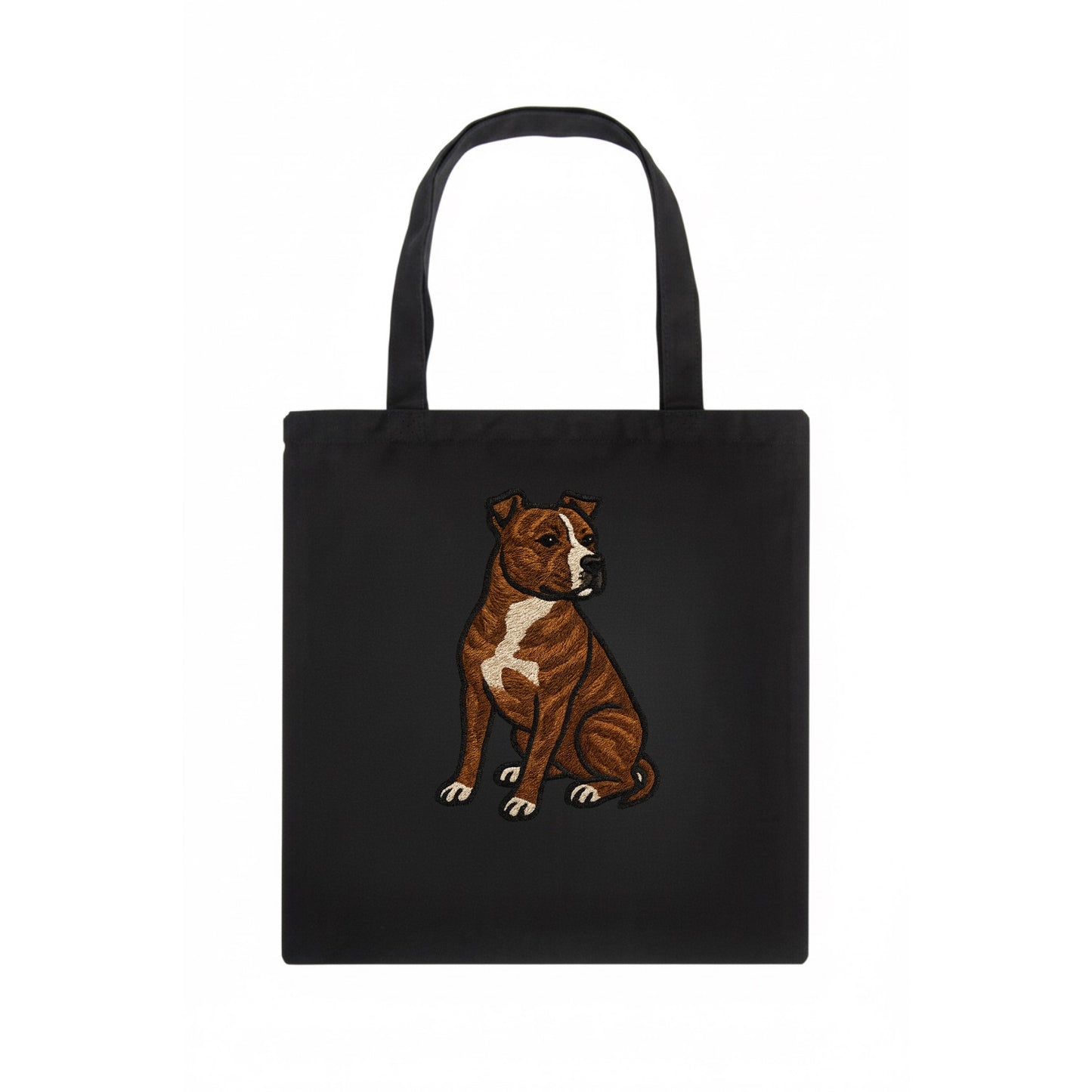 American Staffordshire Terrier - Brindle embroidered pose - Tote Bag - dark