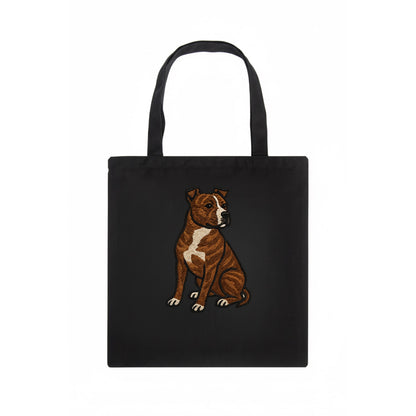 American Staffordshire Terrier - Brindle embroidered pose - Tote Bag - dark