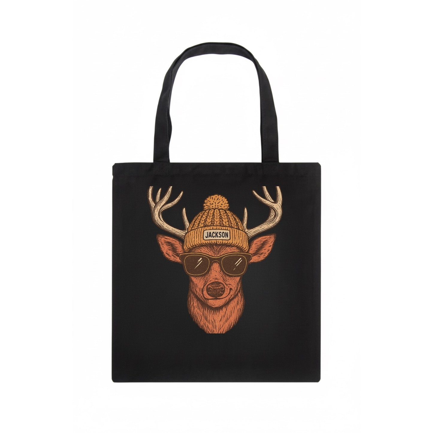 Mississippi White-tailed Deer wearing Jackson beanie with pom pom and wayfarer sunglasses - Tote Bag - dark