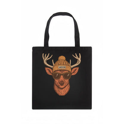 Mississippi White-tailed Deer wearing Jackson beanie with pom pom and wayfarer sunglasses - Tote Bag - dark