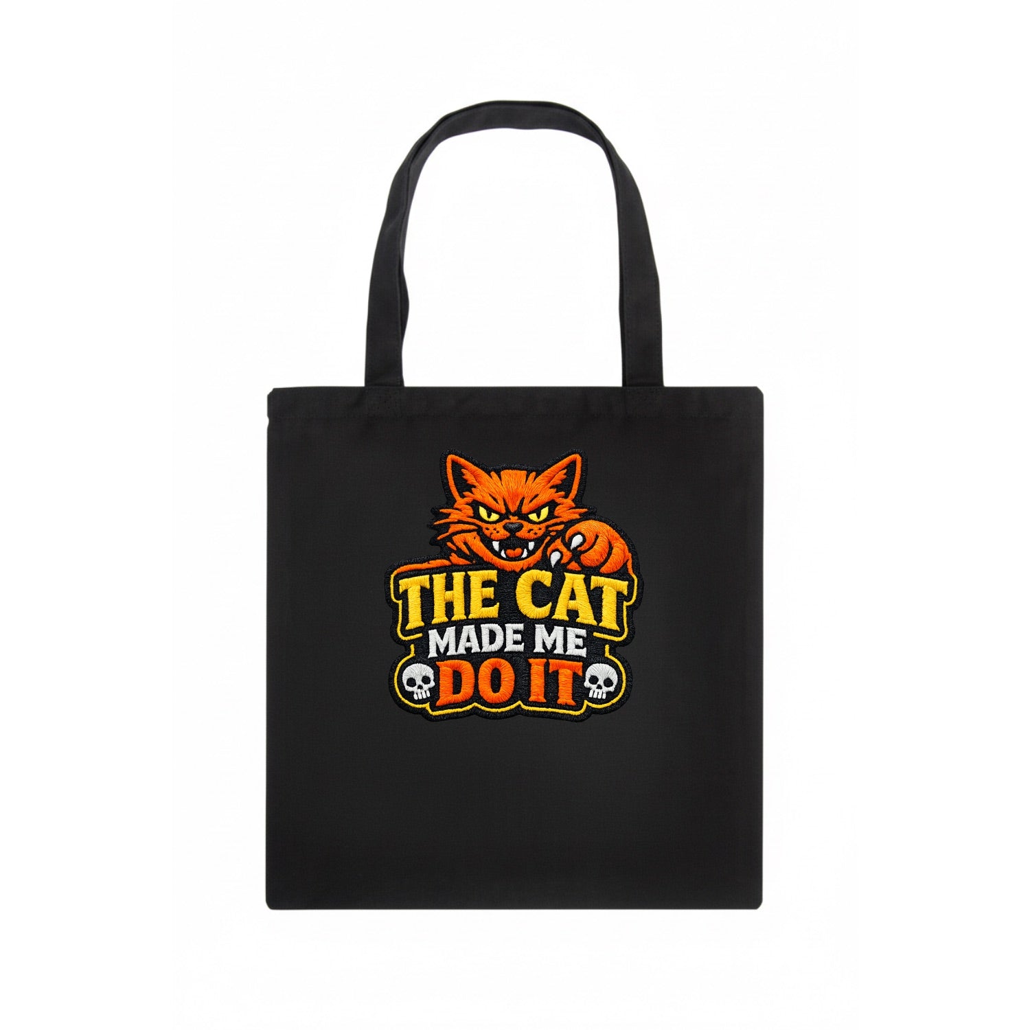 THE CAT MADE ME DO IT - mischievous cat in orange , blame the cat - Tote Bag - dark
