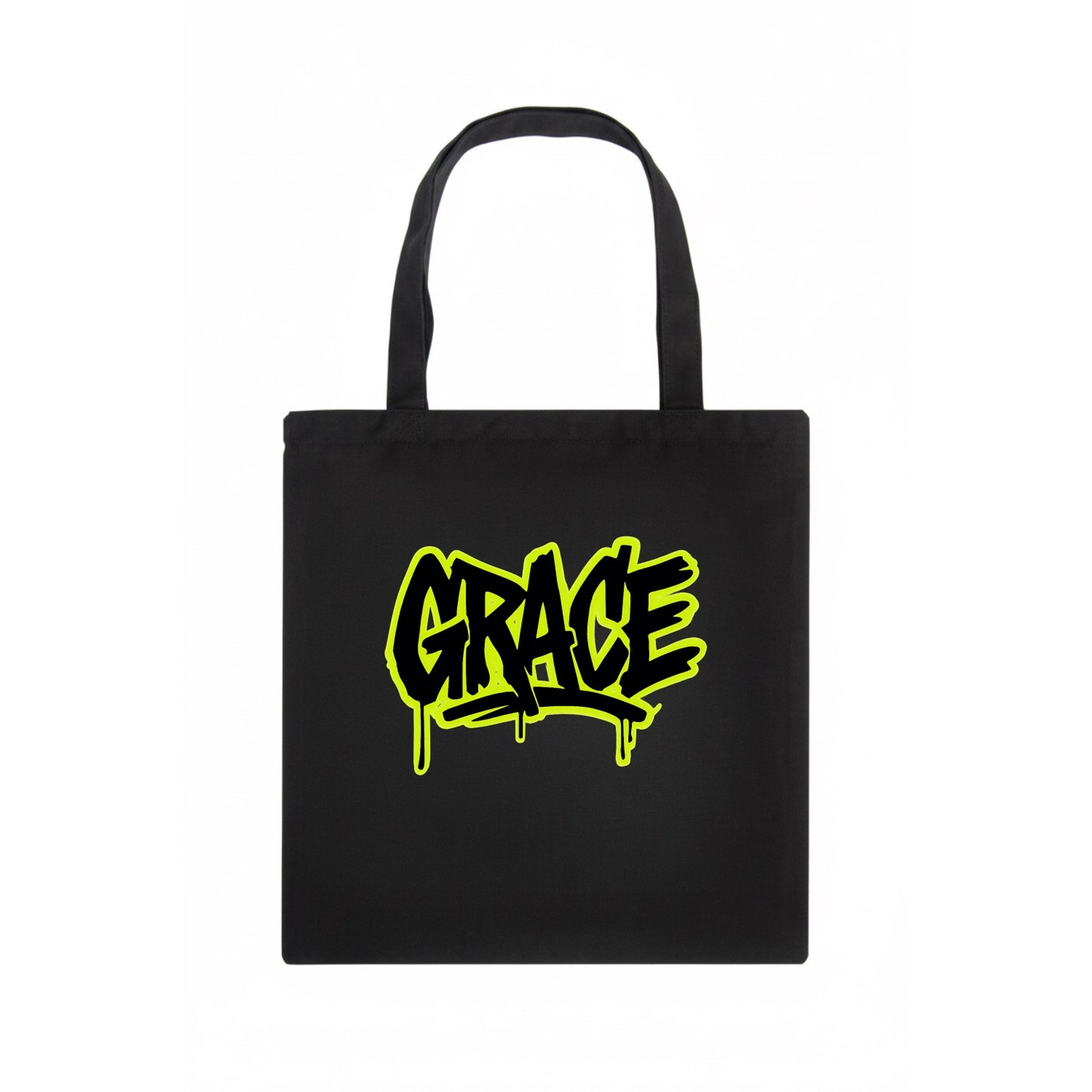 Bold typography design - "GRACE" - elegance under pressure, divine favor - Tote Bag - dark