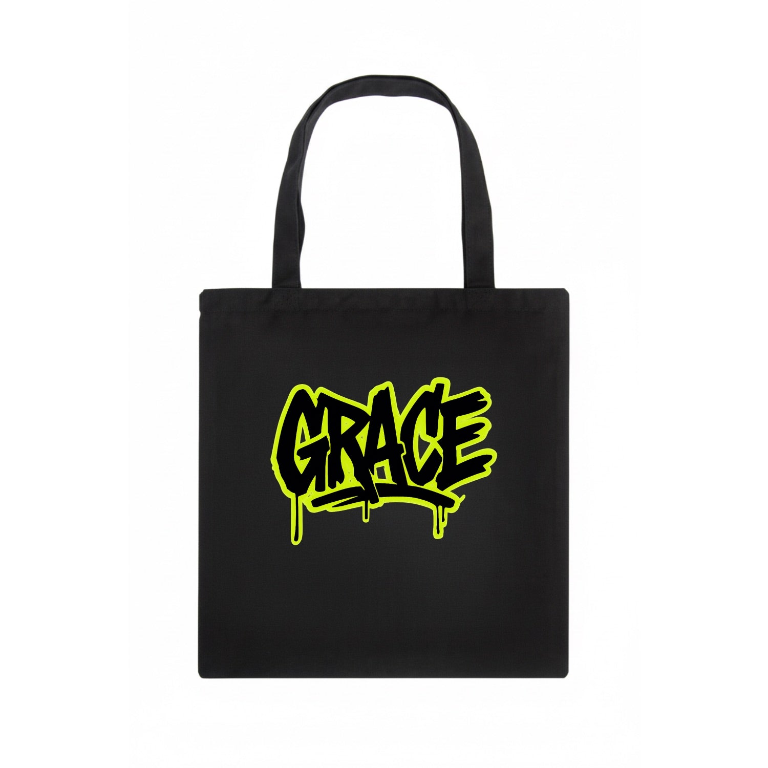 Bold typography design - "GRACE" - elegance under pressure, divine favor - Tote Bag - dark