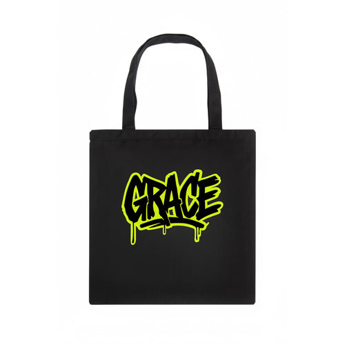 Bold typography design - GRACE - elegance under pressure, divine favor - Tote Bag