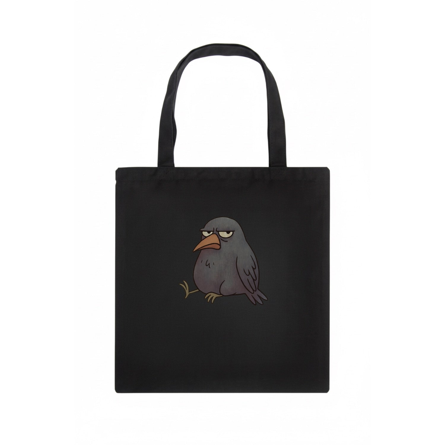 THE CROW JUDGES SILENTLY | Black crow with disapproving look - Tote Bag - dark