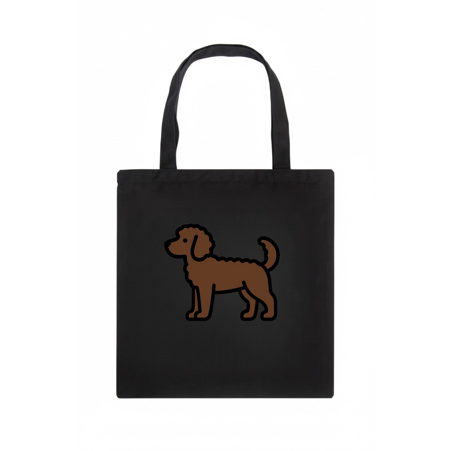 Labradoodle - Chocolate curly flat side profile - Tote Bag - dark