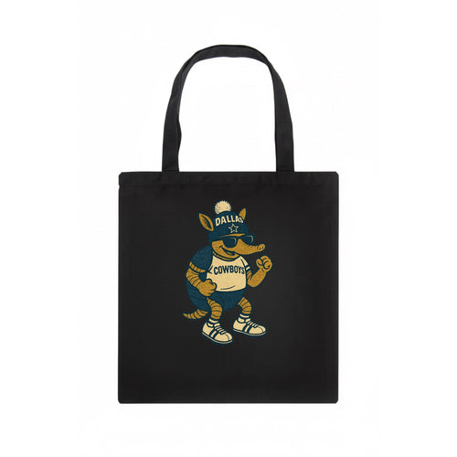 Dallas Armadillo wearing Cowboys beanie with lone star patch and wayfarer sunglasses - Tote Bag
