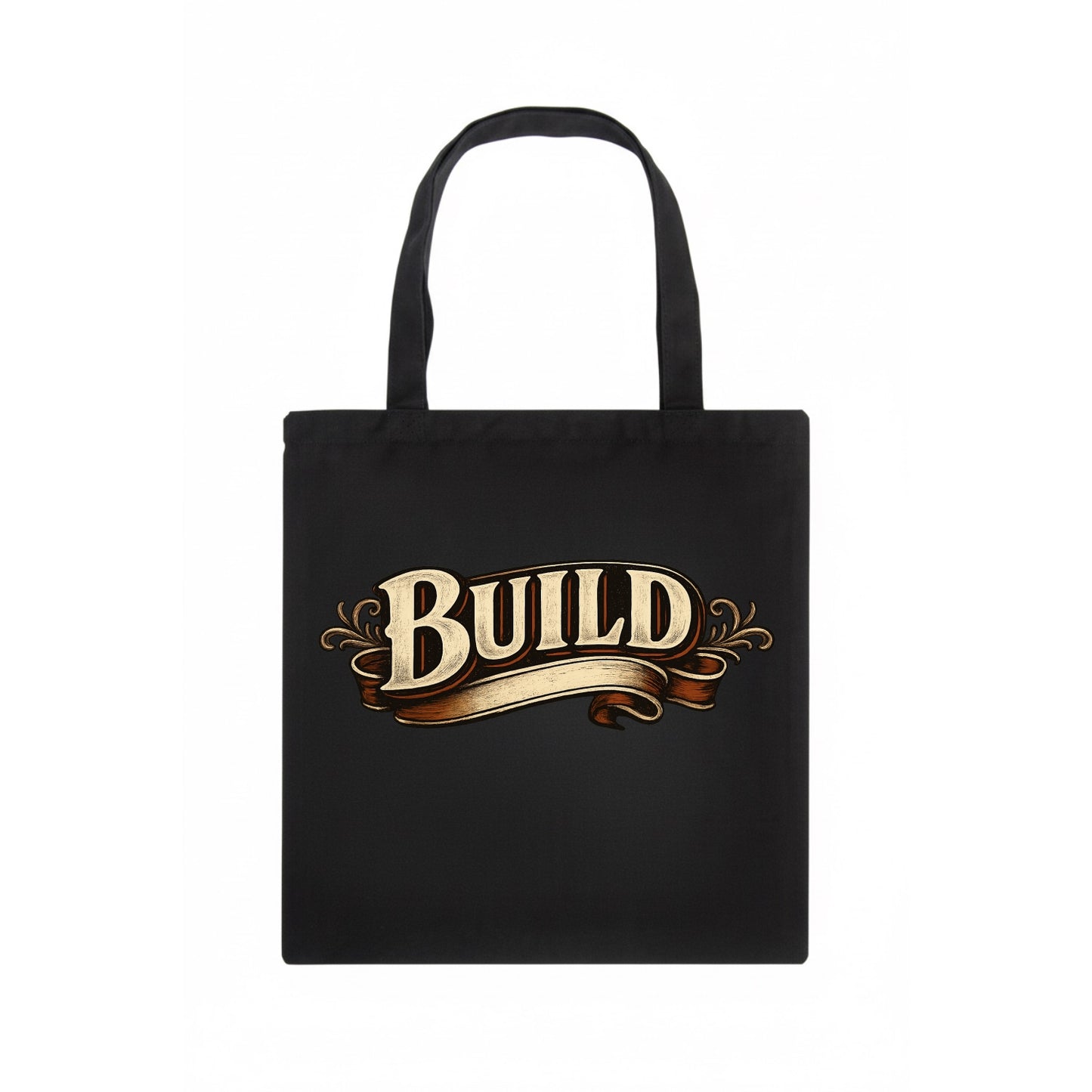 Bold typography design - "BUILD" - constructing, making real - Tote Bag - dark