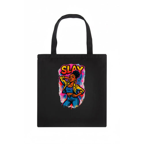 Empowered figure striking confident pose - slay culture, fierce and fabulous energy - Tote Bag