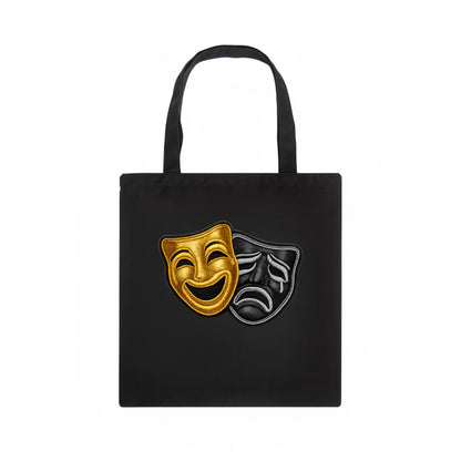 BROADWAY MASKS - comedy tragedy masks in gold and black , theater - Tote Bag - dark