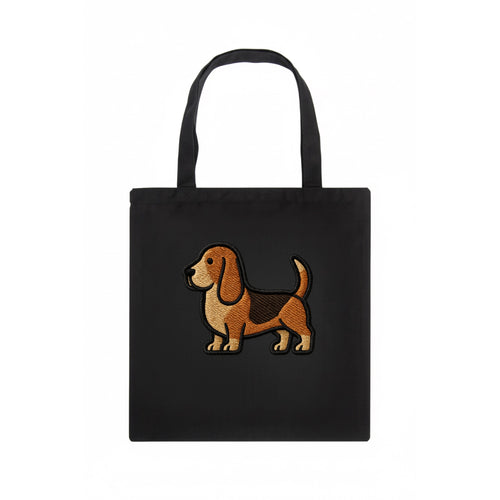 Basset Hound - Trendy low-rider design with prominent black outline - Tote Bag